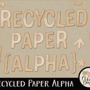 Digital Paper Alpha - Recycled Paper Alphabet Clipart - Digital Scrapbook Alpha Clip Art, Paper Alphabet, Digital Letters, Digital Alpha