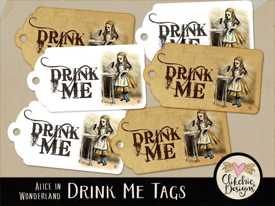 Alice in Wonderland Tags Drink Me Tags Printable Sheet Drink Me Tag ...