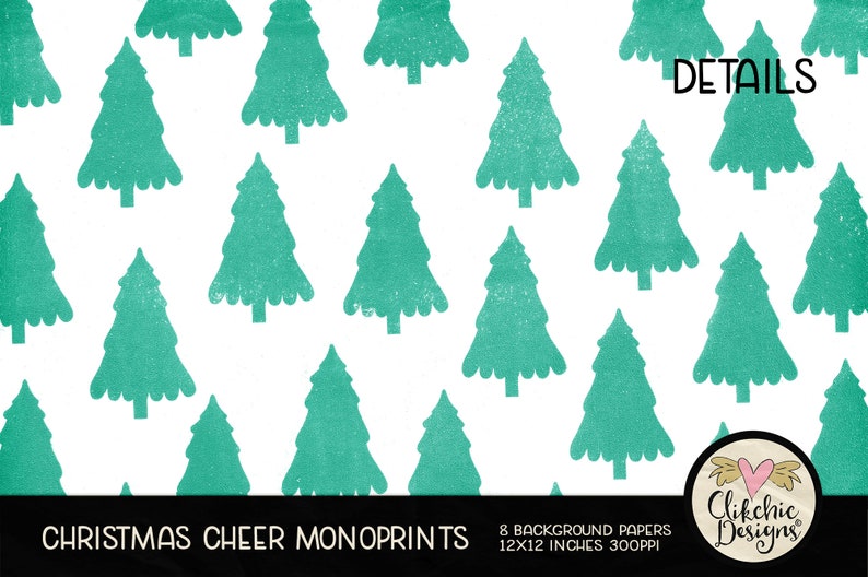 Christmas Digital Paper Pack Christmas Cheer Digital Scrapbooking, Digital Scrapbook Paper Pack Christmas Painted Monoprint Paper Pack image 5