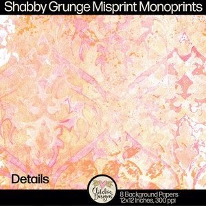 Shabby Grunge Digital Paper Pack: Monoprint Textures (digital Download ...