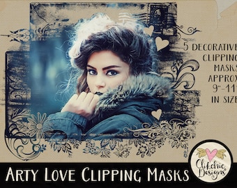 Photoshop Photo Clipping Masks - 5 Photoshop Art Photography Masks - Digital Scrapbook Photo Masks, Photoshop Masks, Digital Photo masks