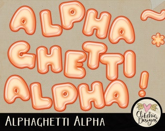 Digital Alpha - Digital Scrapbook Alpha Clipart - Alphaghetti Spaghetti Digital Alphabet - Spaghetti Alphabet, Spaghetti Digital Letters