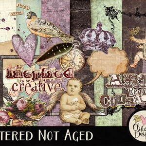Art Journal Digital Scrapbooking Kit Clip Art - Art Journal Digital Collage Scrapbook & Altered Art Journal Digital Embellishments