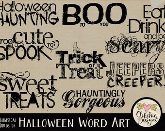 Clipart de Halloween: Tipografía espeluznante (Descarga digital)