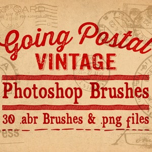Post Photoshop Pinsel Clipart - 30 Vintage Ephemera Going Post Digitale Briefmarken Clip Art - .abr Pinsel