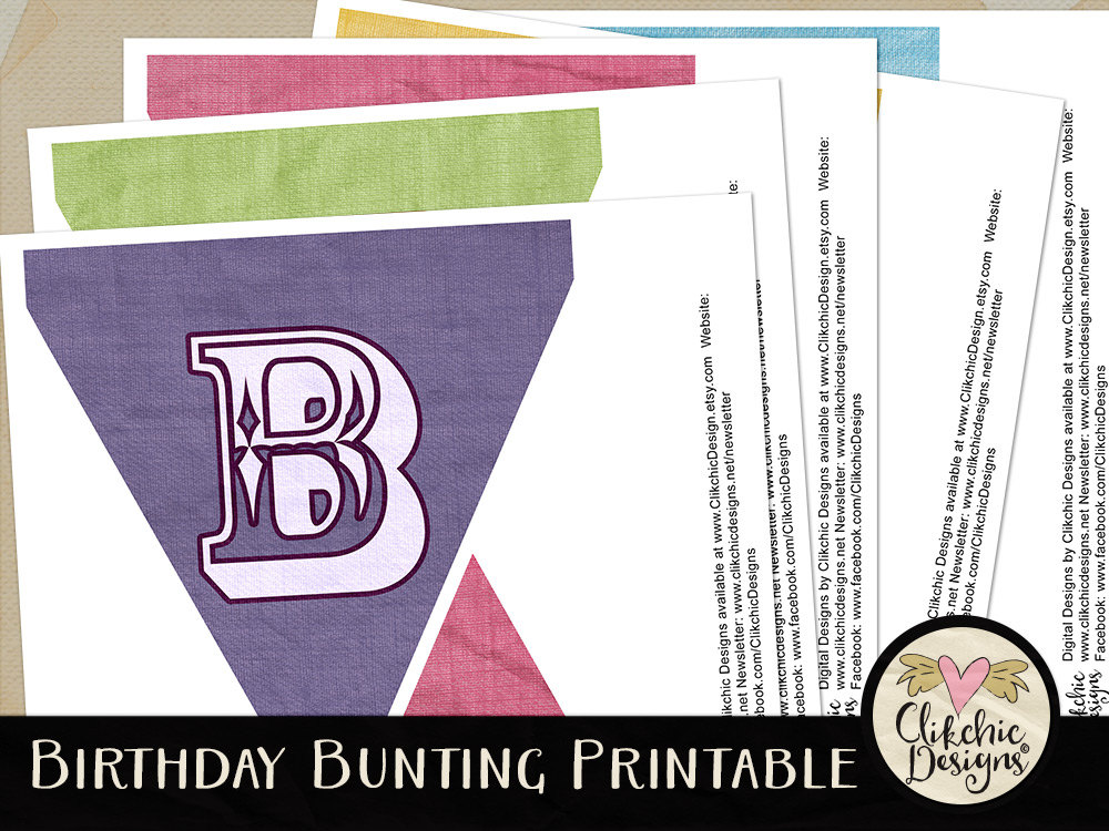 Printable Birthday Bunting - Printable Birthday Banner, Printable Party ...