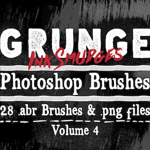 Ink Smudge Grunge Photoshop Brushes - 28 Grunge Ink Brushes - Ink Textures Clipart & Distressing Brushes, Grunge Brushes Vol 4