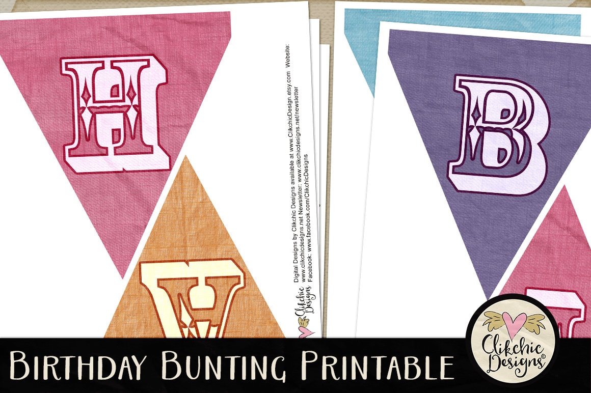 Printable Birthday Bunting - Printable Birthday Banner, Printable Party ...