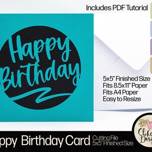 Alles Gute zum Geburtstag Karte SVG Schneidedatei, 5 "Quadrat Geburtstagskarte Schnittdatei, Dxf Karte, EPS, Gender Neutral Geburtstagskarte & Pdf Tutorial