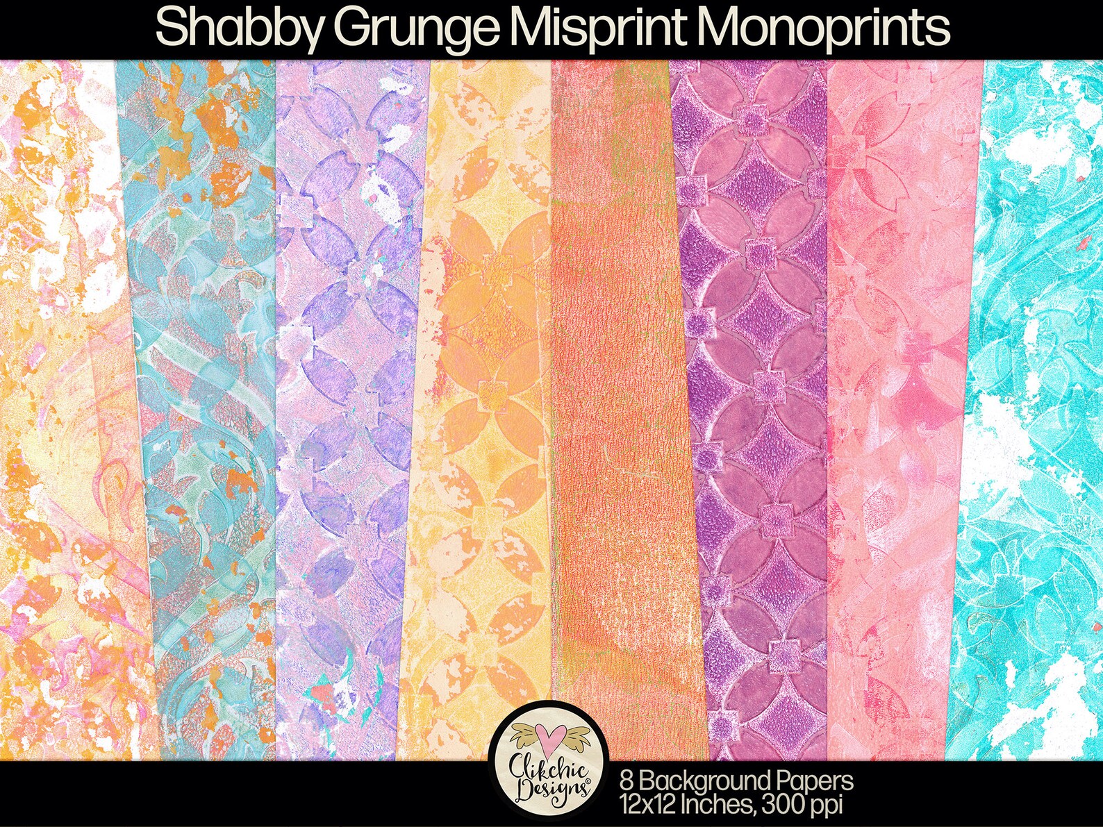 Shabby Grunge Digital Paper Pack: Monoprint Textures (digital Download ...