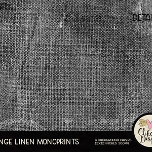 Grunge Linen Digital Paper Pack Grunge Monoprint Painted Gradient Digital Scrapbook Paper, Background Textures, Scrapbooking Paper Pack image 5