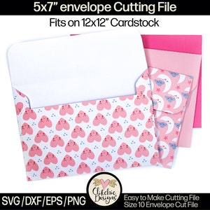5 x 7 envelop SVG-bestand snijden, 5 x 7 envelop sjabloon gesneden bestand, PNG-sjabloon, DXF-envelop, snijsjabloon, EPS-bestand, past 12 x 12 kaarten