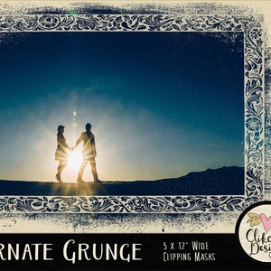 Photoshop Clipping Masks - 5 Ornate Grunge Photoshop Photography Masks, Art Photo Masks, Photoshop Masks, Digital Scrapbooking Masks