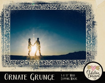 Ornate Grunge Photo Clipping Masks: Vintage Photoshop Masks (Digital Download)