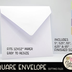 Square Envelope SVG Cutting File, 7 sizes 5-6.5 Square Envelope Template Cut File, PNG Template, DXF Envelope, Cutting Template, 12x12 image 6