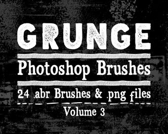 Grunge Photoshop Brushes: 24 Digital Texture Clipart (Vol 3)