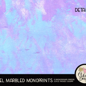 Pastel Marbled Painted Digital Paper Pack Pastel Marbled Digital Scrapbook Paper, Marbled Background Textures, Scrapbooking Paper Pack image 4