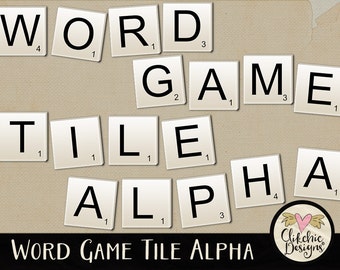 Word Game Alpha - Digital Alphabet Clip Art - Game Tile Digital Scrapbook Alphabet - Digital Alpha, Digital Letters, Game Alphabet