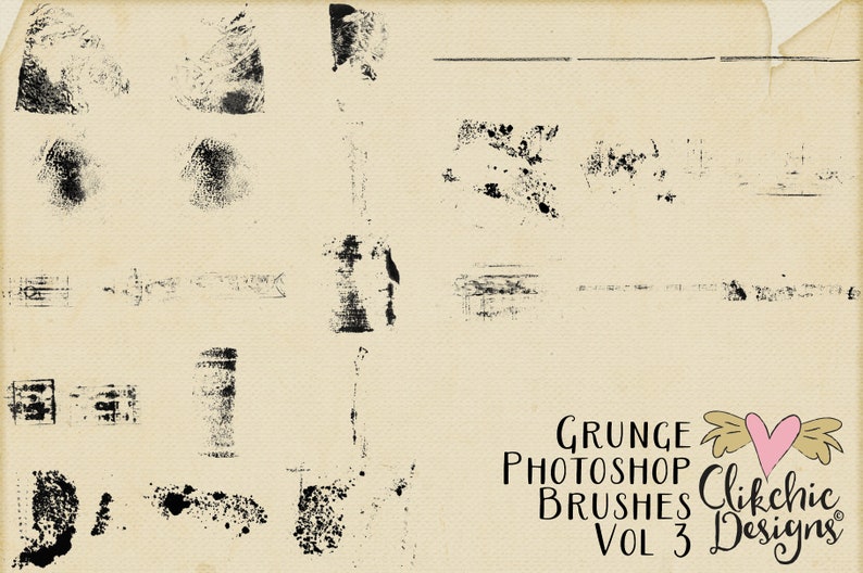 Grunge Photoshop Brushes Collection 50% Off Grunge Digital Brushes, 100 .png Texture Images & abr brushes image 5