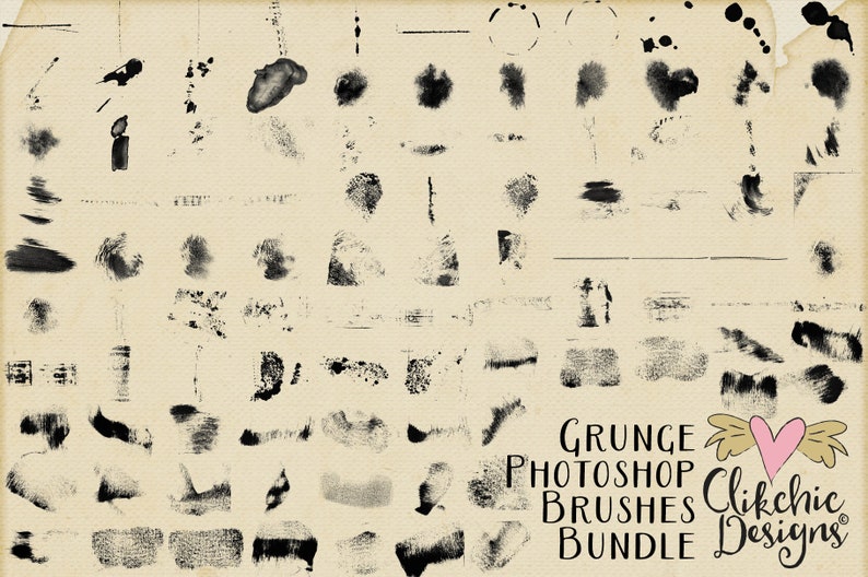 Grunge Photoshop Brushes Collection 50% Off Grunge Digital Brushes, 100 .png Texture Images & abr brushes image 2