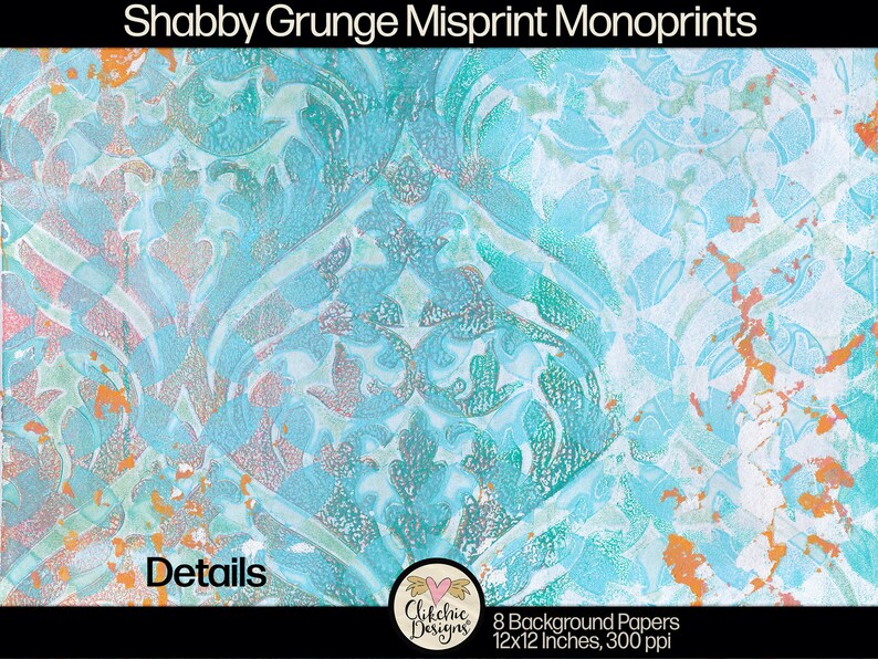 Shabby Grunge Digital Paper Pack: Monoprint Textures (digital Download ...