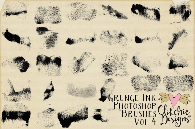 Grunge Photoshop Brushes Collection 50% Off Grunge Digital Brushes, 100 .png Texture Images & abr brushes image 6