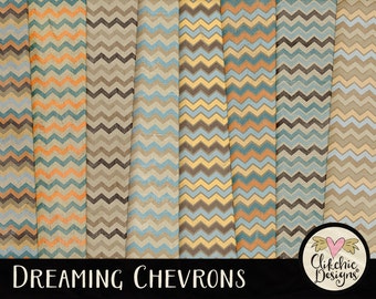 Shabby Chic Chevron Digital Paper Pack (Digital Download)