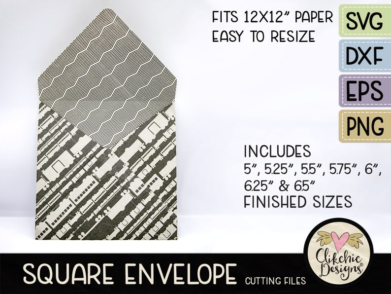 Square Envelope SVG Cutting File, 7 sizes 5-6.5 Square Envelope Template Cut File, PNG Template, DXF Envelope, Cutting Template, 12x12 image 5