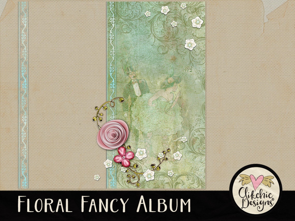 Floral Digital Scrapbook Album Floral Fancy Shabby Quick Etsy Australia