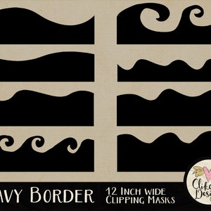 Wavy Border Masks Photoshop Clipping Masks Digital Clipping Masks, Wavy Border Photoshop Masks, Digital Photo masks, Photoshop Borders image 1