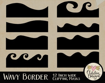 Wavy Border Masks - Photoshop Clipping Masks - Digital Clipping Masks, Wavy Border Photoshop Masks, Digital Photo masks, Photoshop Borders