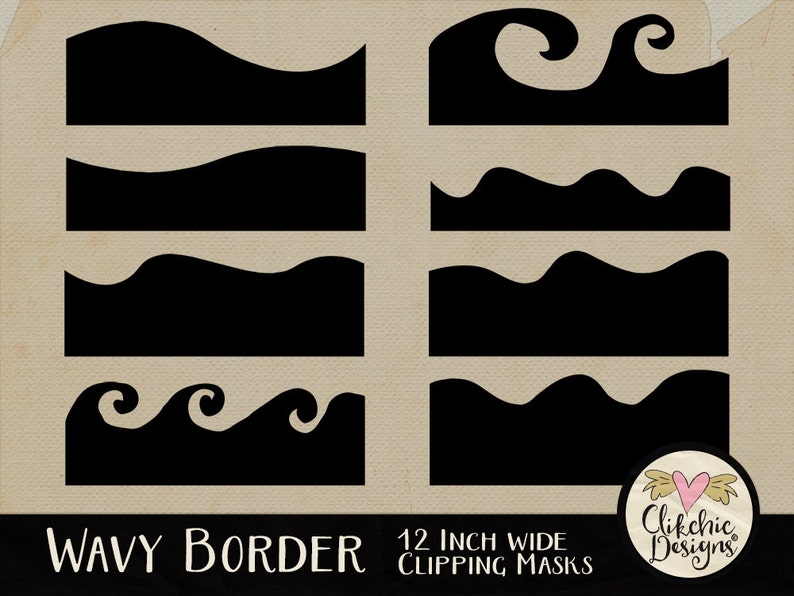 Wavy Border Masks Photoshop Clipping Masks Digital Clipping Masks, Wavy Border Photoshop Masks, Digital Photo masks, Photoshop Borders image 1