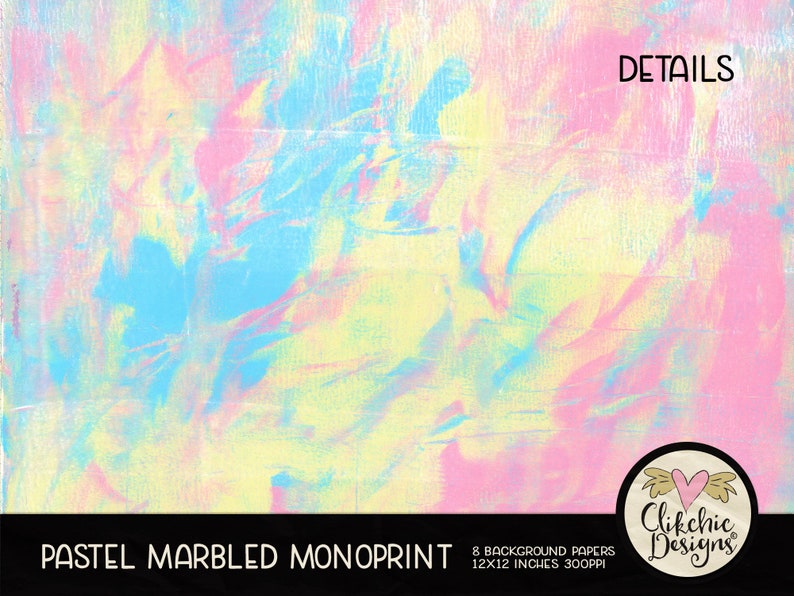 Pastel Marbled Painted Digital Paper Pack Pastel Marbled Digital Scrapbook Paper, Marbled Background Textures, Scrapbooking Paper Pack image 3