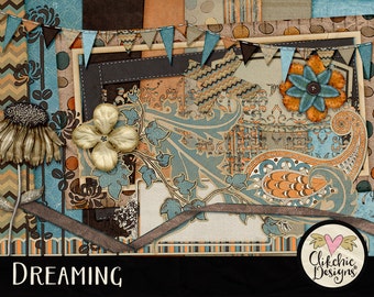 Shabby Chic Digital Scrapbook Kit - Dreaming Papers & Embellishments (Digital Download)