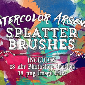 Watercolor Photoshop Brushes - Splatter Watercolor Brushes - Watercolor Arsenal Splatter Clip art  - Digital Stamps - abr brushes