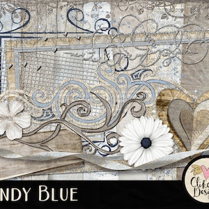 Beach or Baby Boy Digital Scrapbook Kit Clipart - Beach, Baby boy or Winter Digital Scrapbooking Kit, Digital Kit, Baby Blue Digital Papers