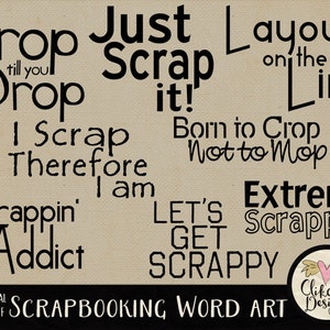 Scrapbooking Word Art Clipart, Scrapbooking Digital Scrapbook Word art Clip Art & Card Making - Scrapbook Typography Word Art Overlays