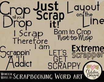 Scrapbooking Word Art Clipart: Typography Overlays (Digital Download)