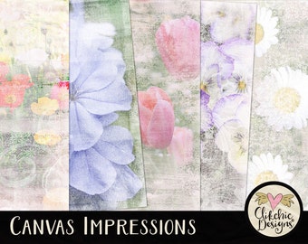Floral Digital Paper Pack: Canvas Art Backgrounds (Digital Download)