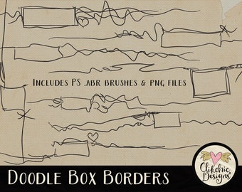 Doodle Borders Clipart - Doodle Box Borders Digital Scrapbook Clip Art Doodle Embellishments & Photoshop Brushes, Grunge Clipart