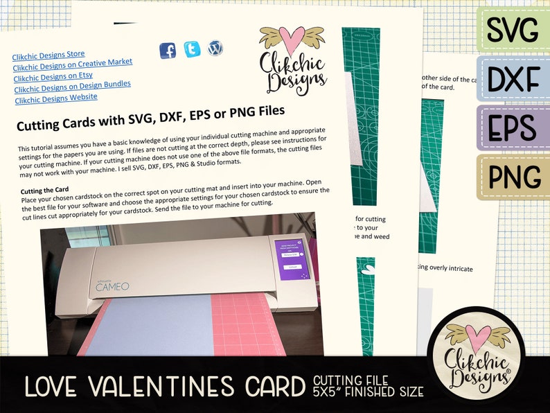 Love Card SVG Cutting File, 5 Square Romantic Heart Love Card SVG Cut File, Dxf Card, EPS, Handmade Valentine Love Svg Card & Pdf Tutorial image 5