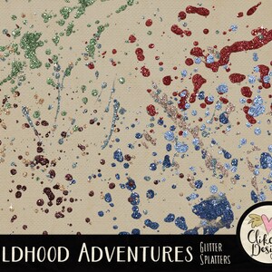 Glitter Clipart - Glitter Digital Scrapbook Clip Art - Glitter Splatter Embellishments - Digital Glitter Clip art Splatters