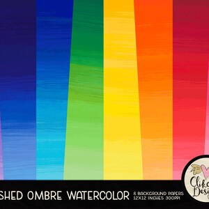 Watercolor Digital Paper Pack - Ombre Watercolor Digital Scrapbook Paper, Watercolor Background Textures, Digital Scrapbooking Paper Pack