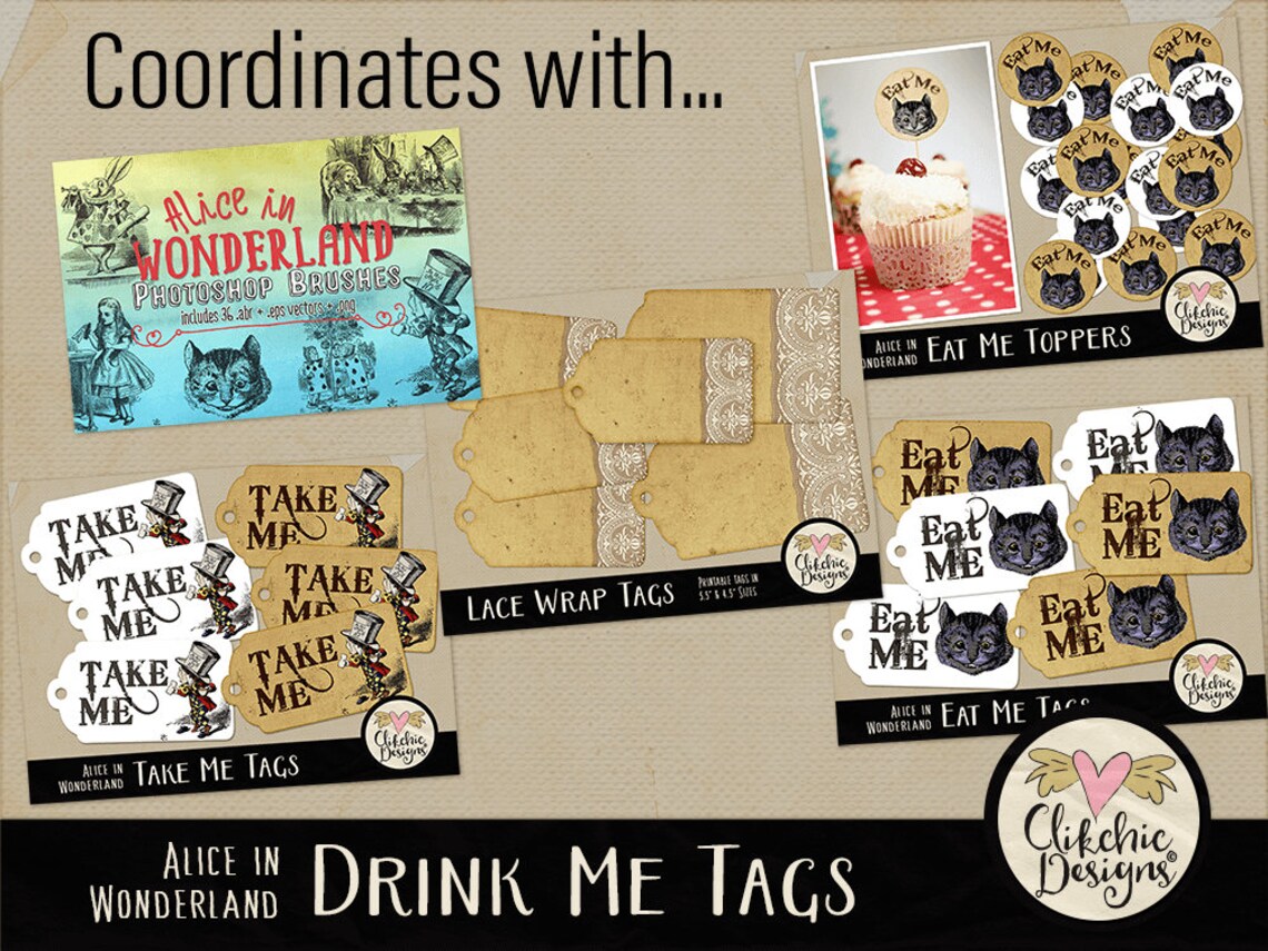 Alice in Wonderland Tags Drink Me Tags Printable Sheet Drink Me Tag ...