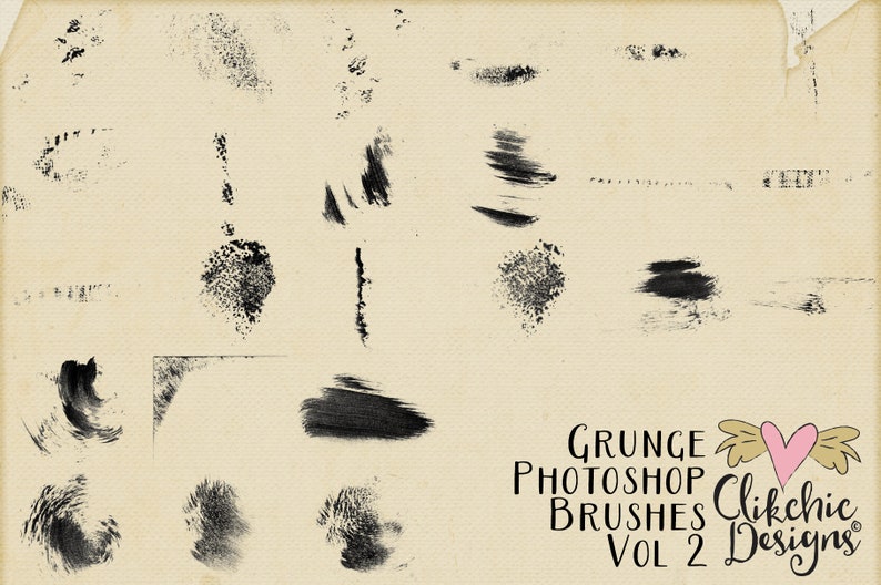 Grunge Photoshop Brushes Collection 50% Off Grunge Digital Brushes, 100 .png Texture Images & abr brushes image 4