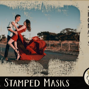 Ink Stamped Photo Clipping Masks - 8 Rolled Paint Photography Masks, Digital Photo masks, Photoshop Masks, Photoshop Clipping Masks