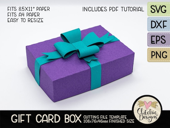 Gift Card Box SVG Template with Bow (PDF Tutorial)