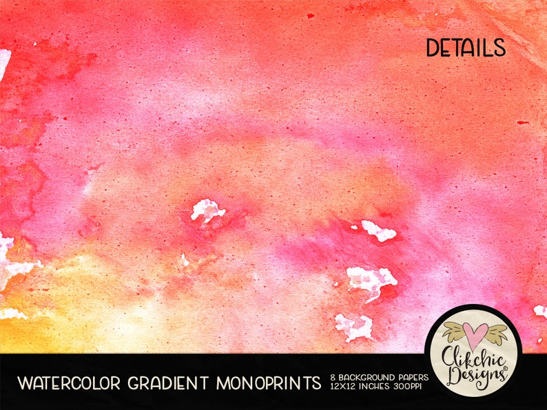 Watercolor Digital Paper Pack Monoprint Watercolor Painted Gradient Digital Scrapbook Paper, Background Textures, Scrapbooking Paper Pack image 4