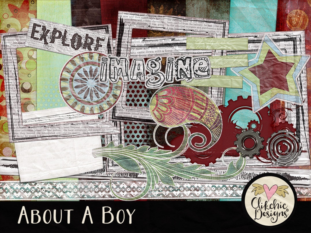 Products :: Happy Friends Boy Digital Scrapbooking Kit Digital Scrapbooking  Download Boy Scrapbook Kits Journaling