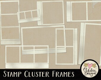 Stamp Cluster Frames Clip Art: Digital Scrapbook Embellishments (Digital Download)